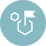 Icon of a flag in a hexagon, symbolizing a resident feedback platform - Opiniion: Resident Insight that Drives Property Success