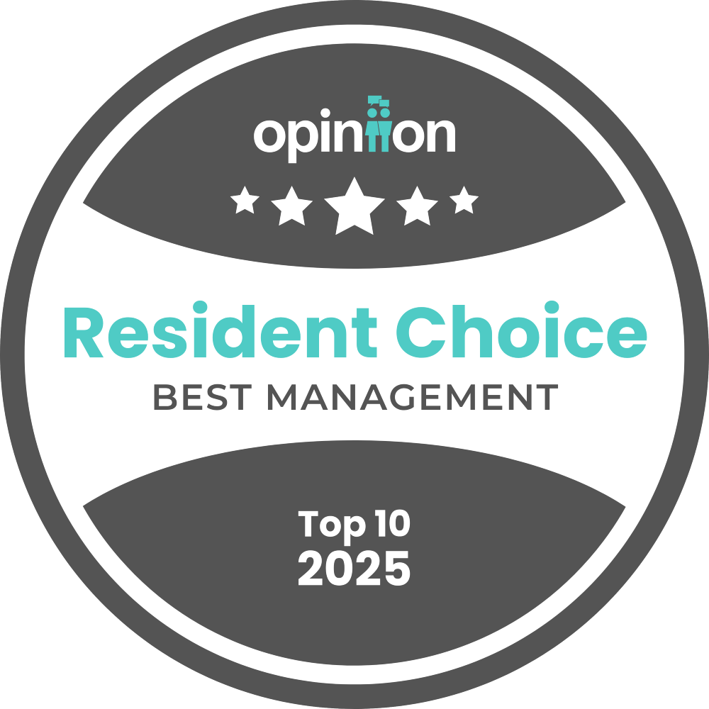 2025 Resident Choice Award badge for Best Management, Top 10 - Opiniion: Resident Insight that Drives Property Success