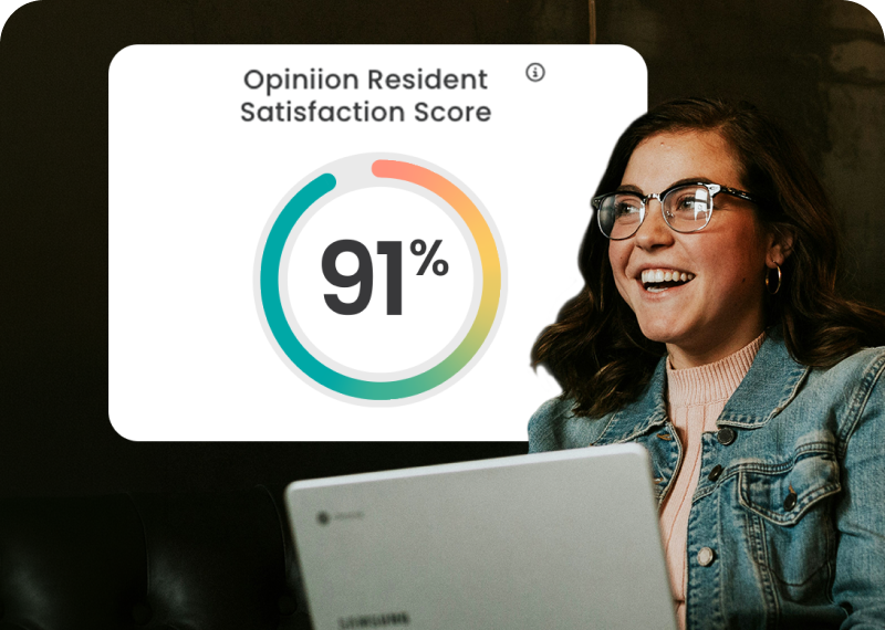 Resident feedback platform showing 91% satisfaction score - Opiniion: Resident Insight that Drives Property Success