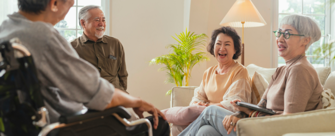 Seniors socializing in a living room at Chelsea Senior Living - Opiniion: Resident Insight that Drives Property Success