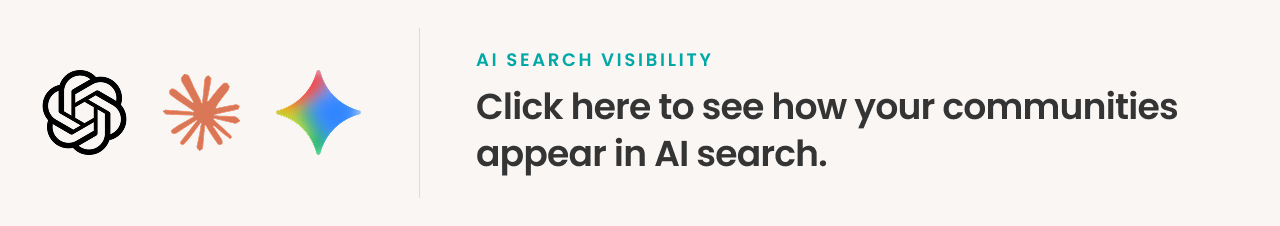 AI search visibility overview with icons and text prompt - Opiniion: Resident Insight that Drives Property Success
