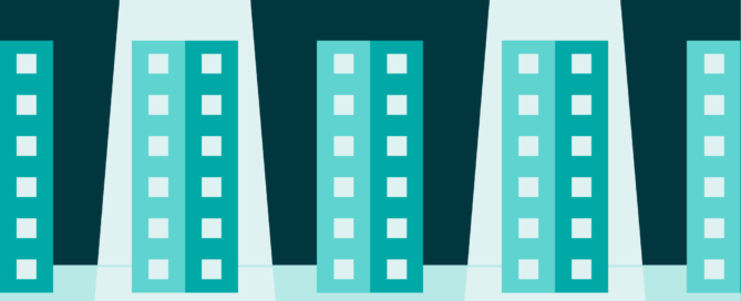 Illustration of multifamily buildings with strategic spotlight design - Opiniion: Resident Insight that Drives Property Success